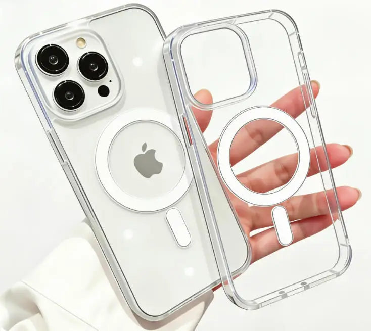 MagSafe Transparent Shockproof Magnetic Phone Case – Wireless Charging PC Cover