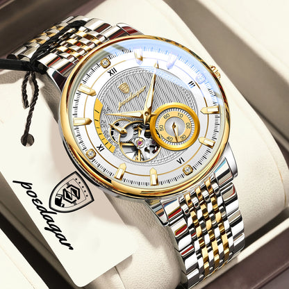 Luxury Skeleton Automatic Watch – Stainless Steel Luminous Design