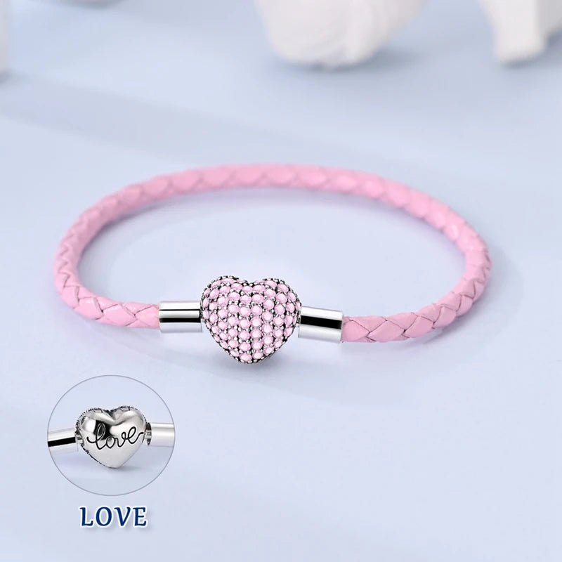 Elegant Heart Charm Bracelet – 925 Silver DIY Beads Jewelry