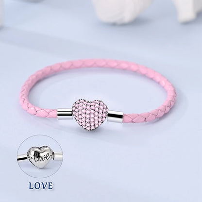 Elegant Heart Charm Bracelet – 925 Silver DIY Beads Jewelry
