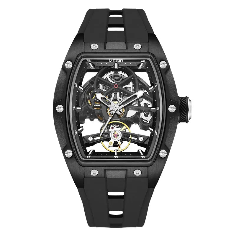 Automatic Sport Mechanical Watch – Tonneau Dial Silicone Strap