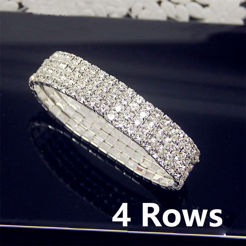 Full White Crystal Elastic Tennis Bracelet for Women – Elegant Wedding Style
