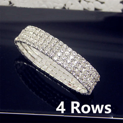 Full White Crystal Elastic Tennis Bracelet for Women – Elegant Wedding Style