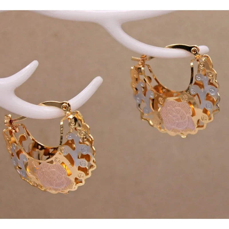 Classic Women’s Hoop Earrings – 14K Gold-Plated Jewelry for Weddings & Parties