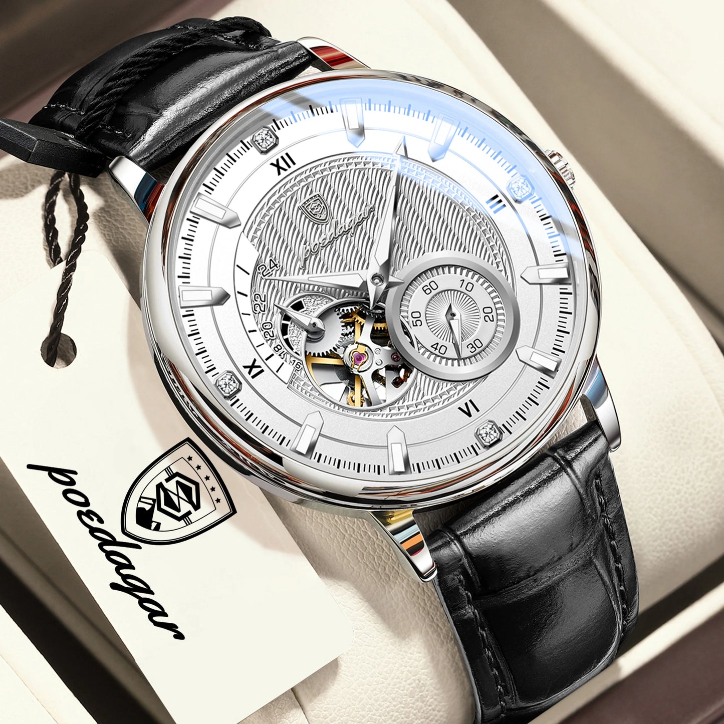 Luxury Skeleton Automatic Watch – Stainless Steel Luminous Design