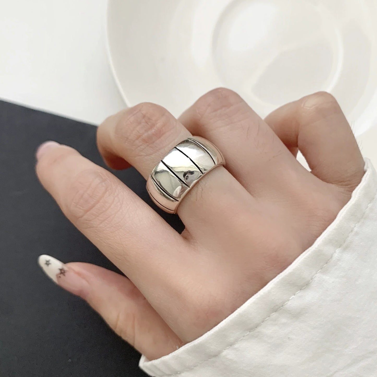 MODERN 925 STERLING SILVER HEART RING
