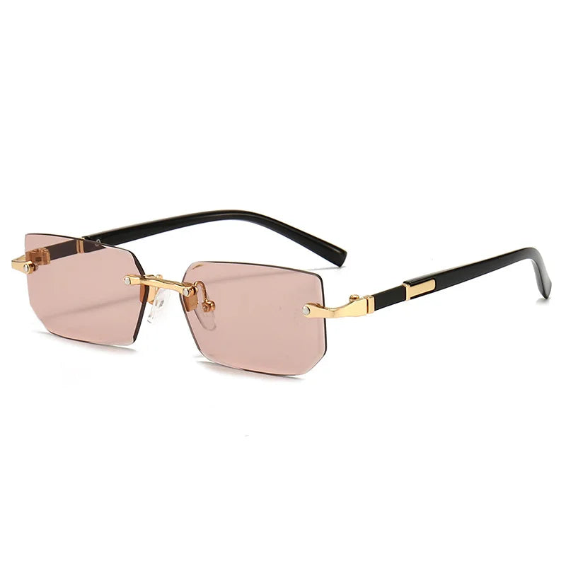 Small Rectangle Rimless Shades – Trendy Summer Unisex Sunglasses
