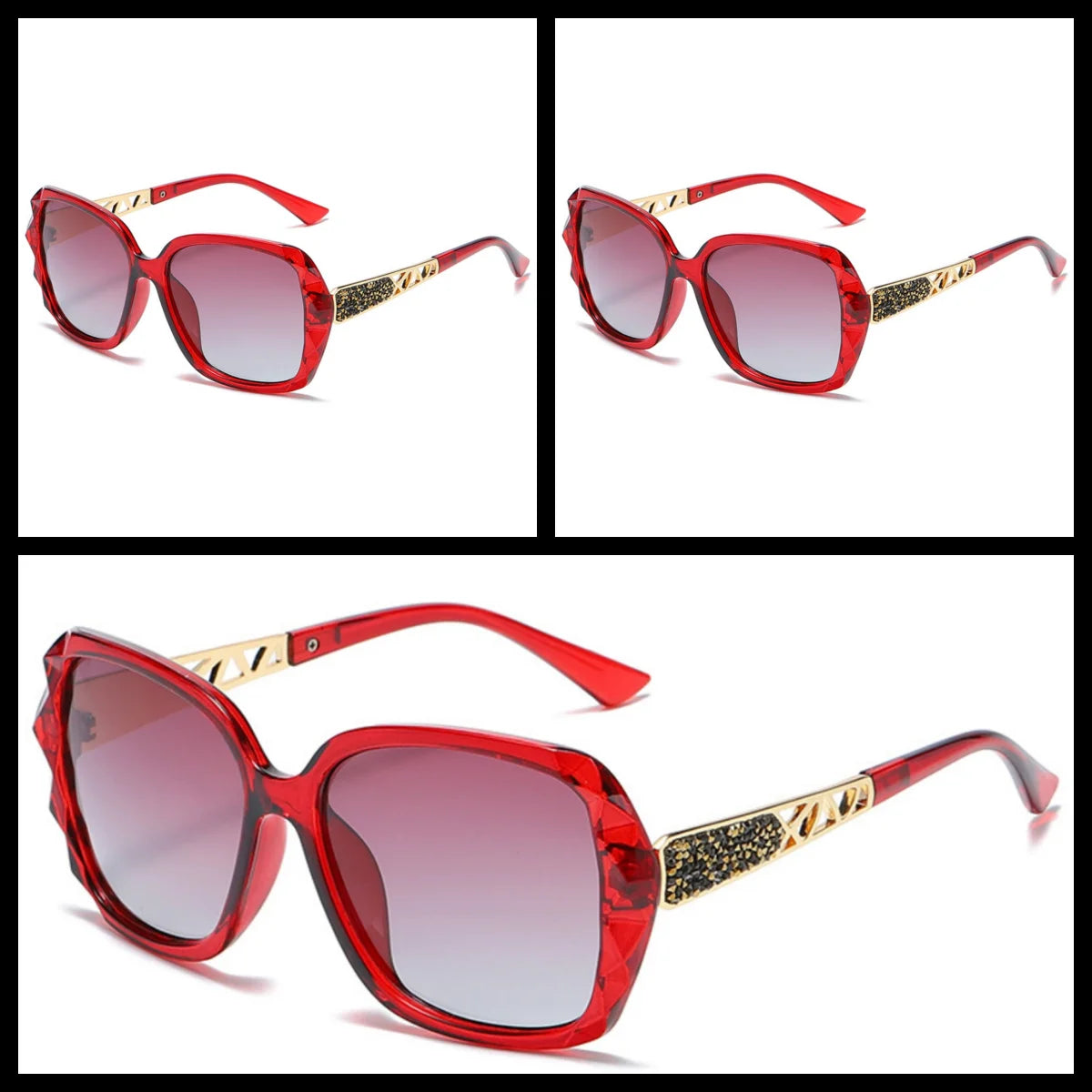 Elegant UV Protection Sunglasses with Sparkling Diamond-Inspired Finish