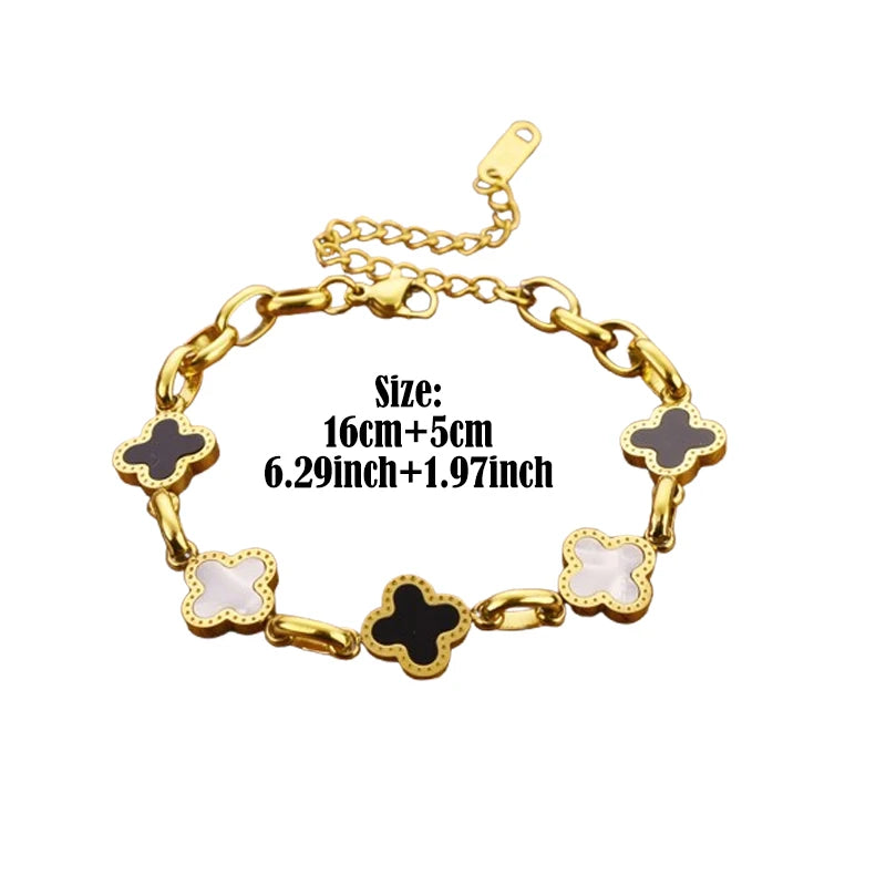Minimal Lucky Chain Bracelet – Women Fashion Titanium Steel Clover Charm
