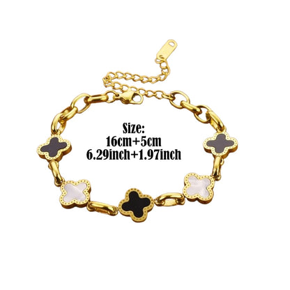 Minimal Lucky Chain Bracelet – Women Fashion Titanium Steel Clover Charm