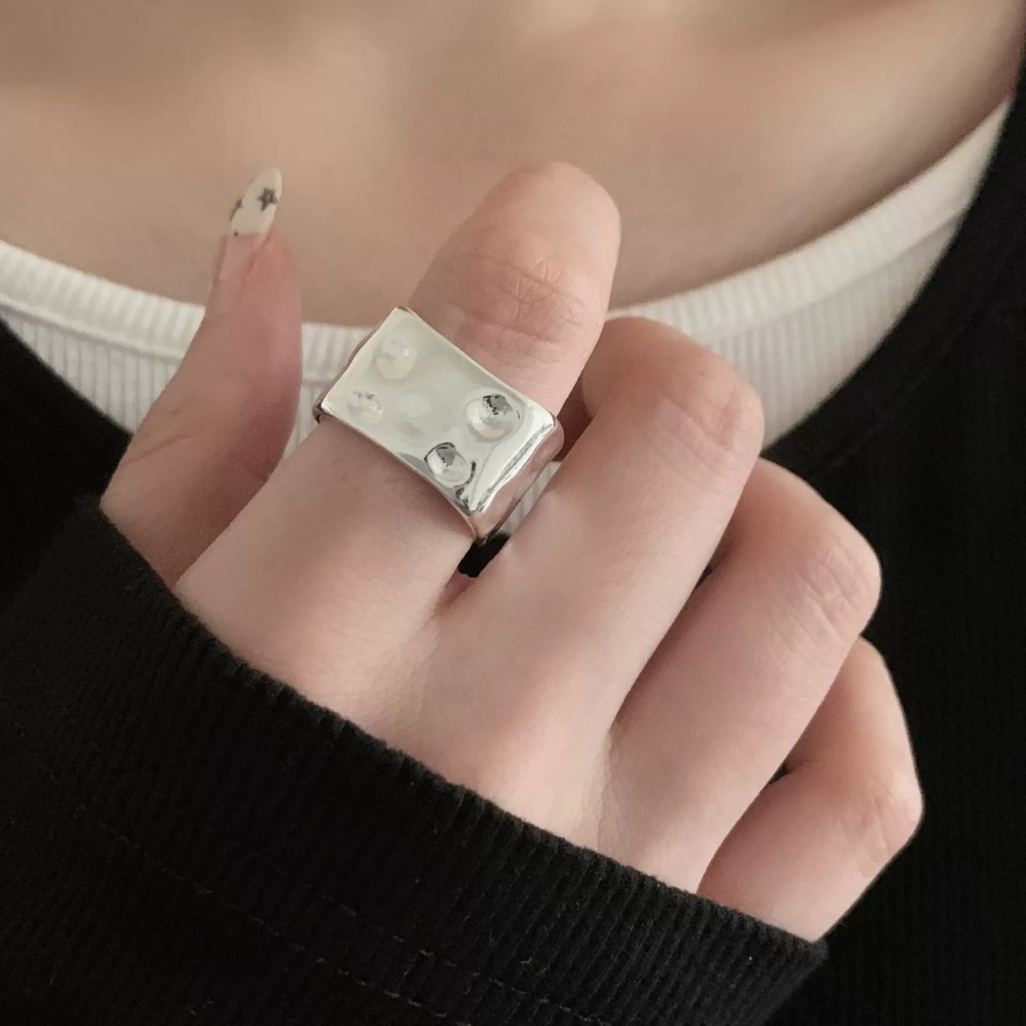 MODERN 925 STERLING SILVER HEART RING