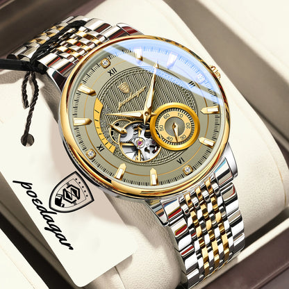 Luxury Skeleton Automatic Watch – Stainless Steel Luminous Design
