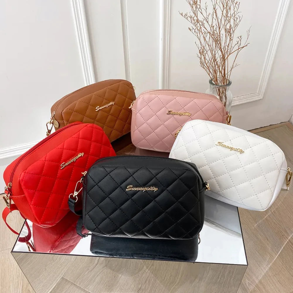 Elegant Plaid Stitch Shoulder Bag – Small Tassel Crossbody for Women