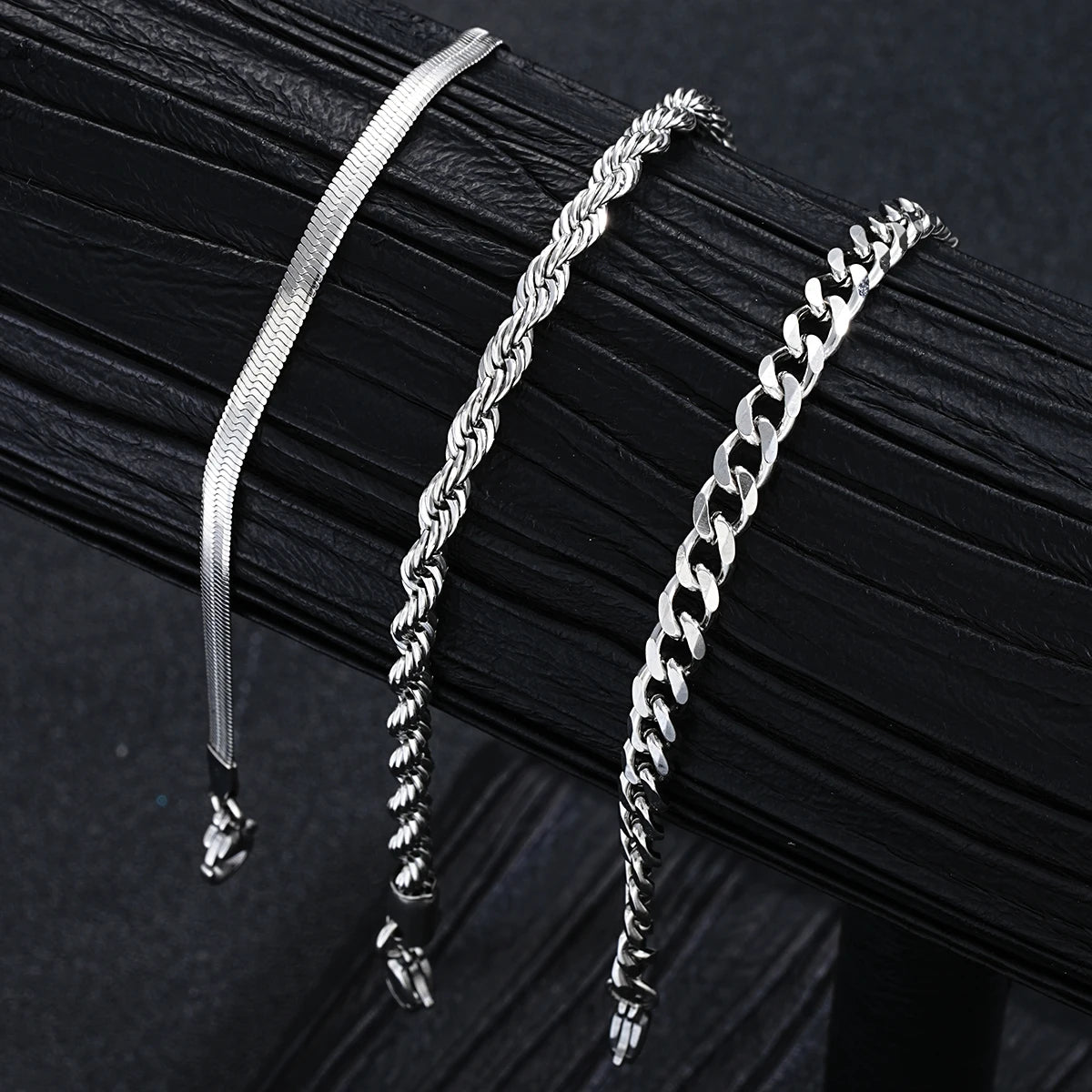 Vintage Punk Jewelry Set – Stainless Steel Ring Necklace Bracelet