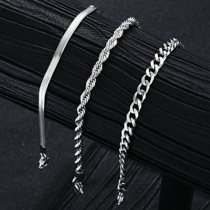 Vintage Punk Jewelry Set – Stainless Steel Ring Necklace Bracelet