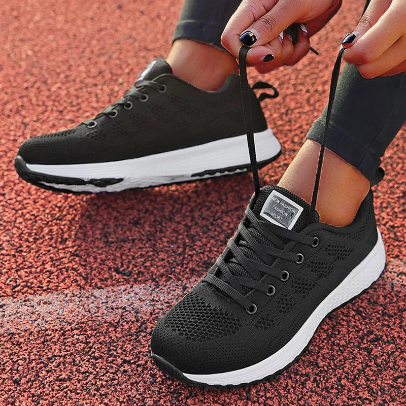 Women’s Lace-Up Casual Flats Sneakers – Soft Lightweight Everyday Shoes