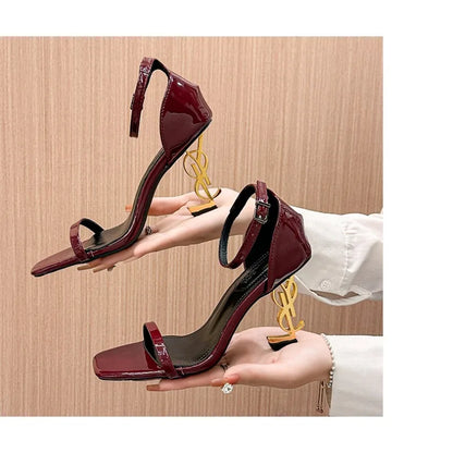 Open Toe Elegant Strap Sandals with Modern Slim Heel Summer Look