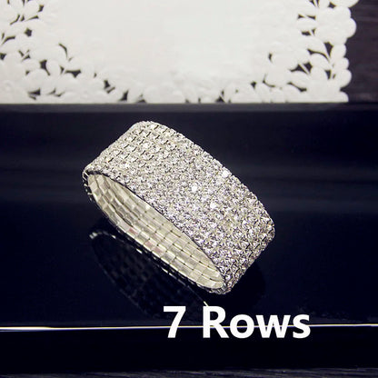 Full White Crystal Elastic Tennis Bracelet for Women – Elegant Wedding Style