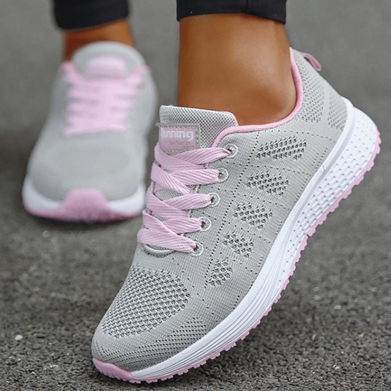 Women’s Lace-Up Casual Flats Sneakers – Soft Lightweight Everyday Shoes