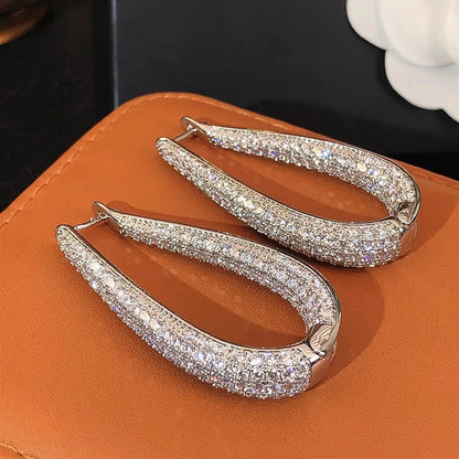Classic U-Shaped Earrings for Women – Refined Cubic Zirconia Hoop Jewelry