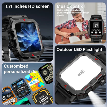 Outdoor Sports Smart Watch – LED Flashlight & Health Monitoring