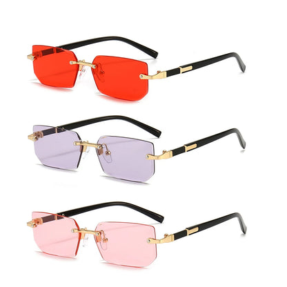 Small Rectangle Rimless Shades – Trendy Summer Unisex Sunglasses