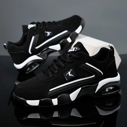 Men’s Air Cushion Casual Sneakers – Breathable Mesh & PU Sports Shoes