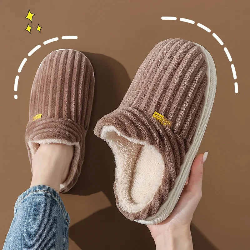 Soft Plush Winter Slippers – Warm Fuzzy Indoor Comfort Shoes
