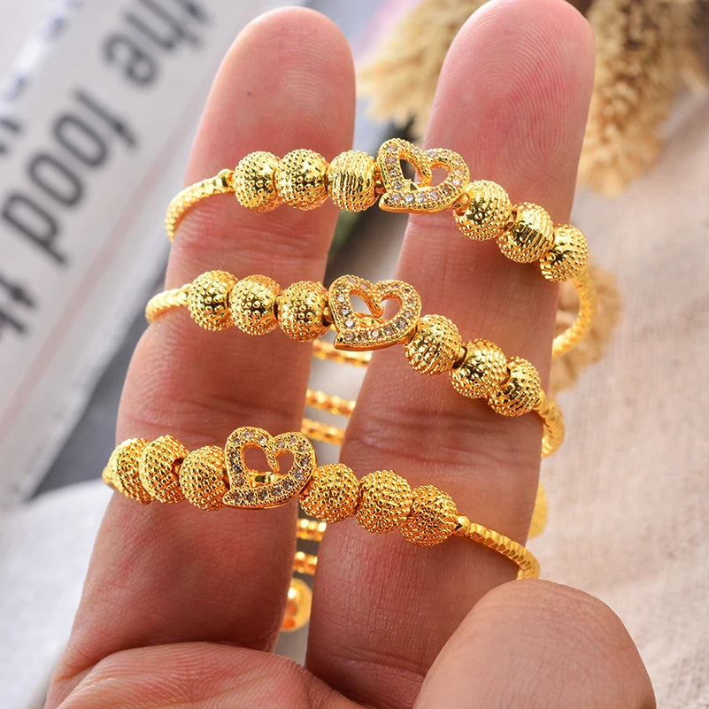 Traditional Style Kids Bracelets – 18K Gold Color Baby Bangles Set