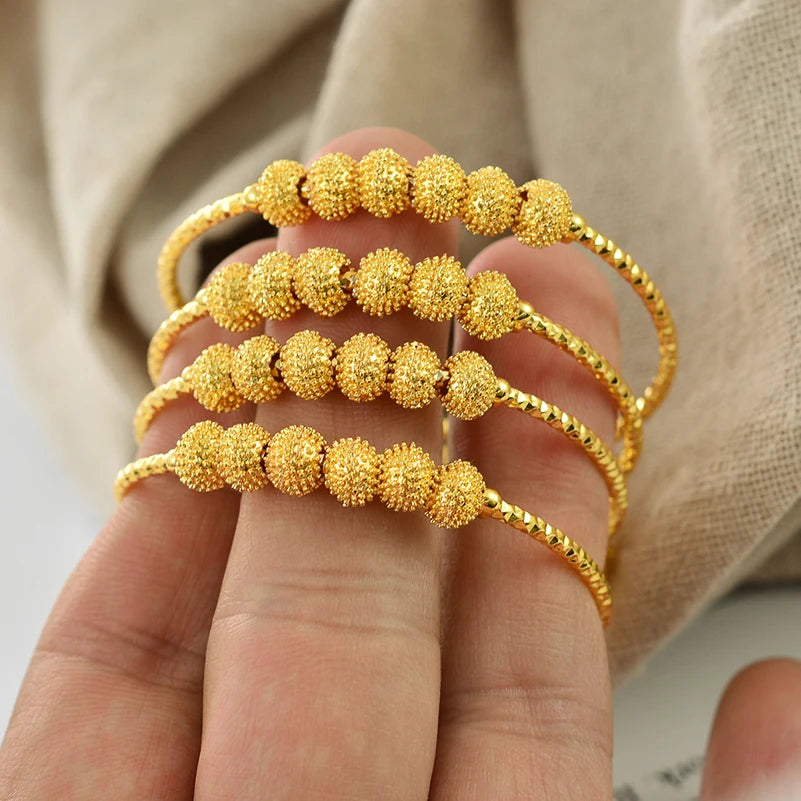 Traditional Style Kids Bracelets – 18K Gold Color Baby Bangles Set