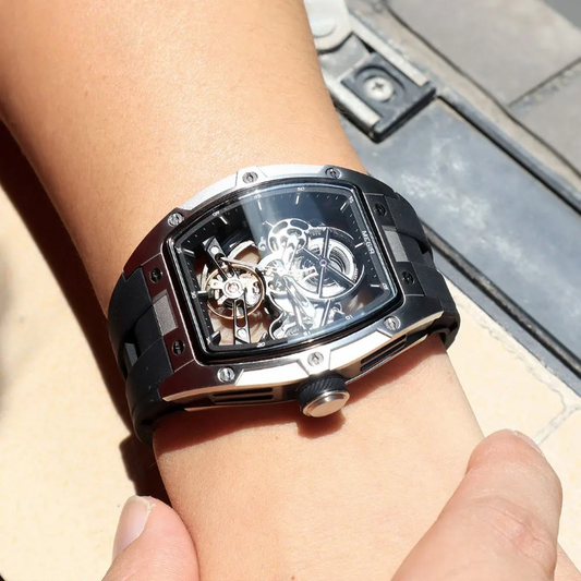 Automatic Sport Mechanical Watch – Tonneau Dial Silicone Strap