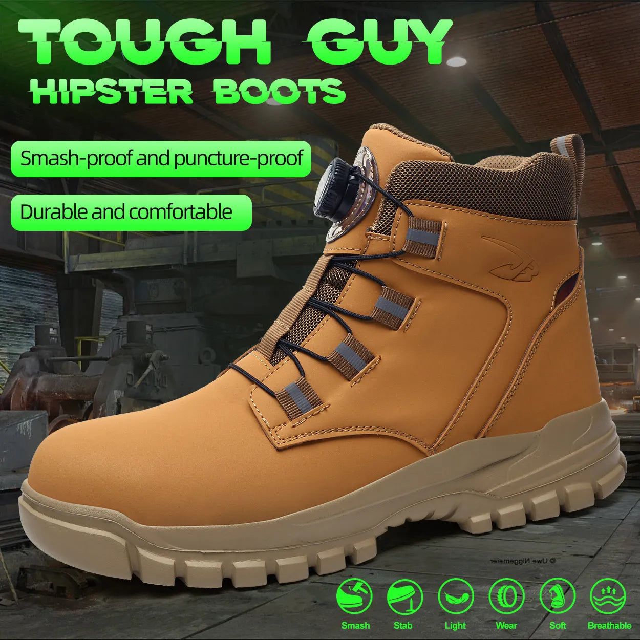 Heavy-Duty Waterproof Work Boots – Steel Toe Anti-Puncture Protection