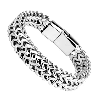 Braided Fish Scale Magnetic Bracelet – Stainless Steel Modern Chain Jewelry