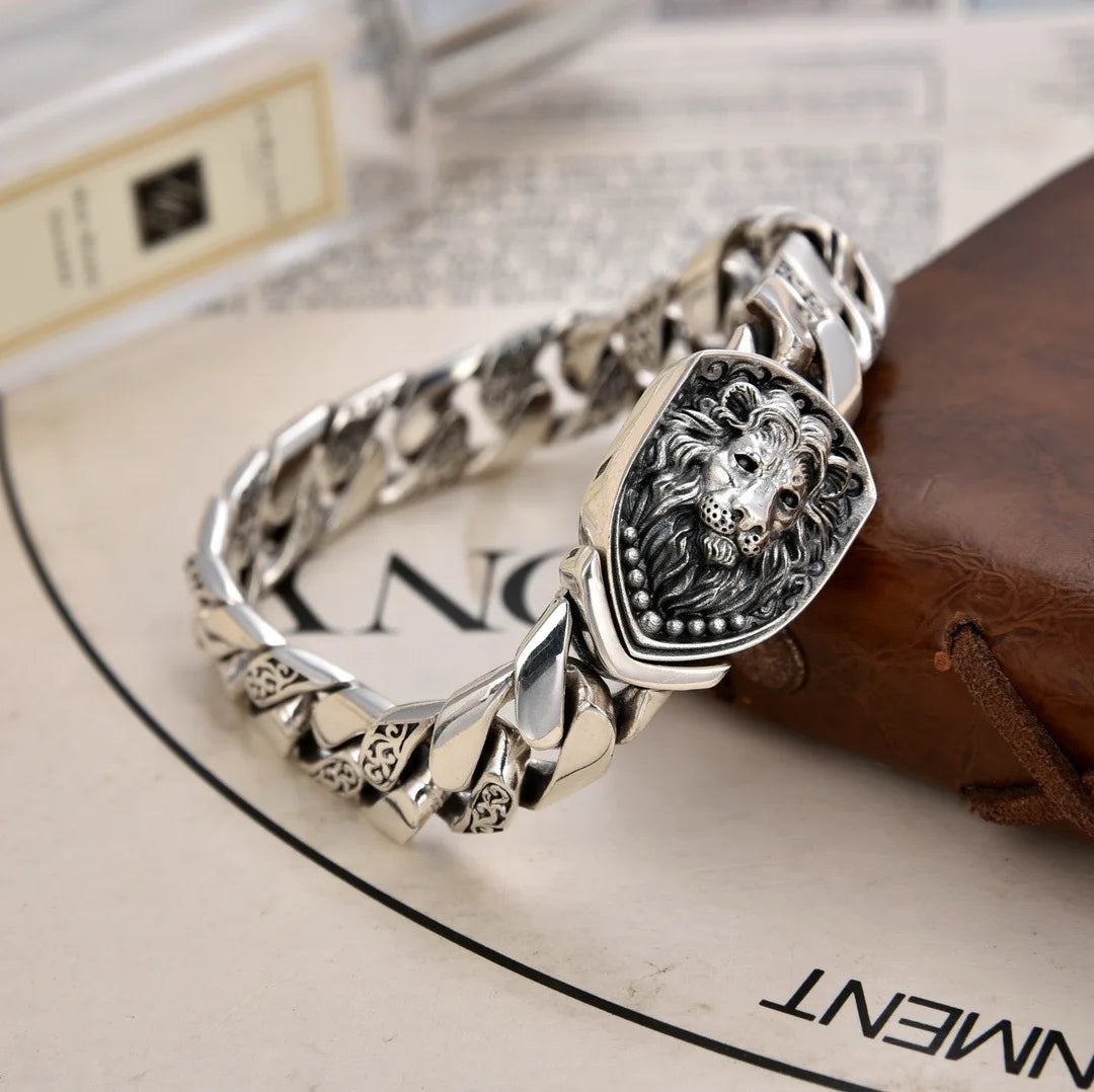 Luxury Men Lion Chain Bracelet – Bold Personality Cuban Jewelry