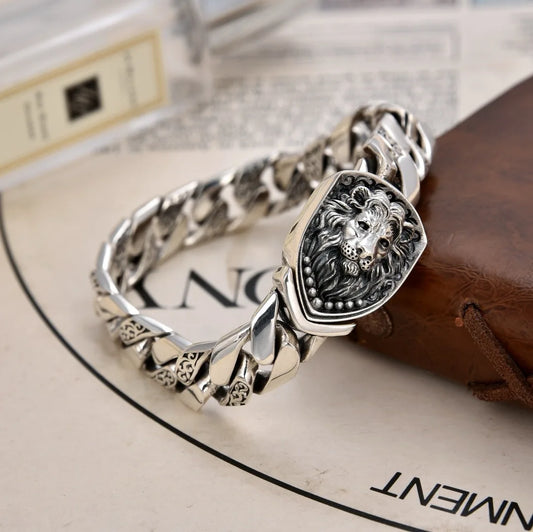 Luxury Men Lion Chain Bracelet – Bold Personality Cuban Jewelry