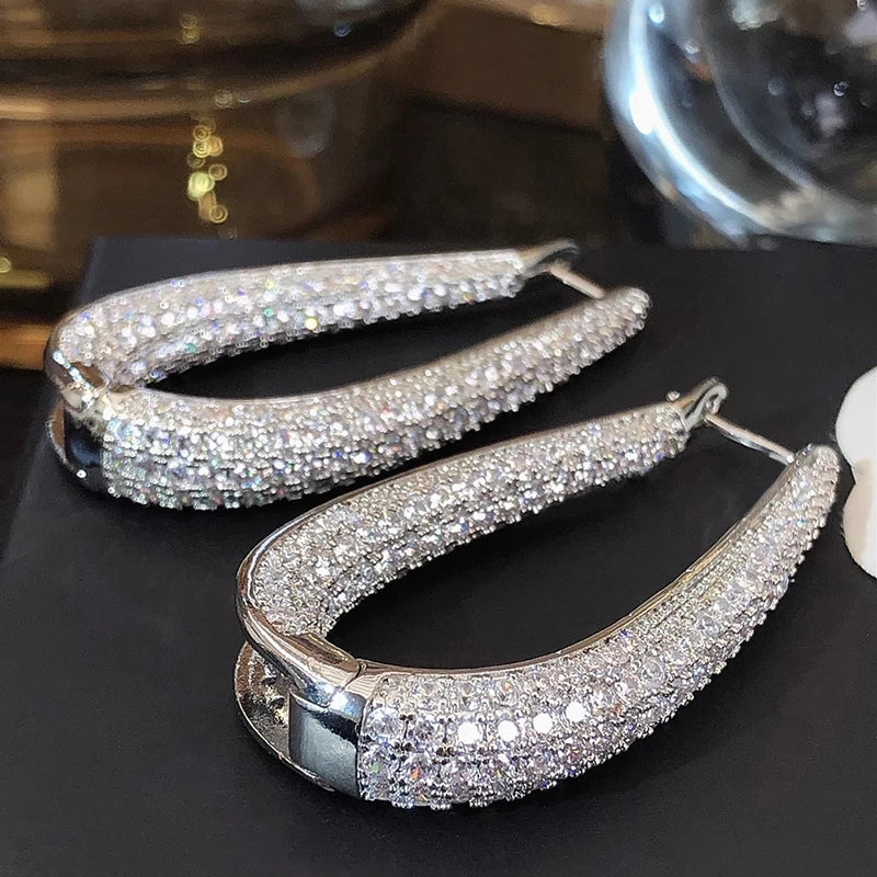 Classic U-Shaped Earrings for Women – Refined Cubic Zirconia Hoop Jewelry