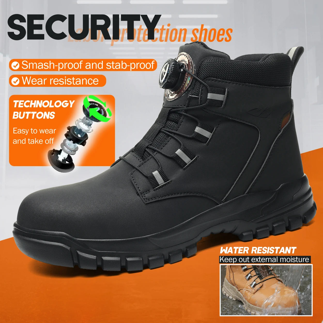 Heavy-Duty Waterproof Work Boots – Steel Toe Anti-Puncture Protection