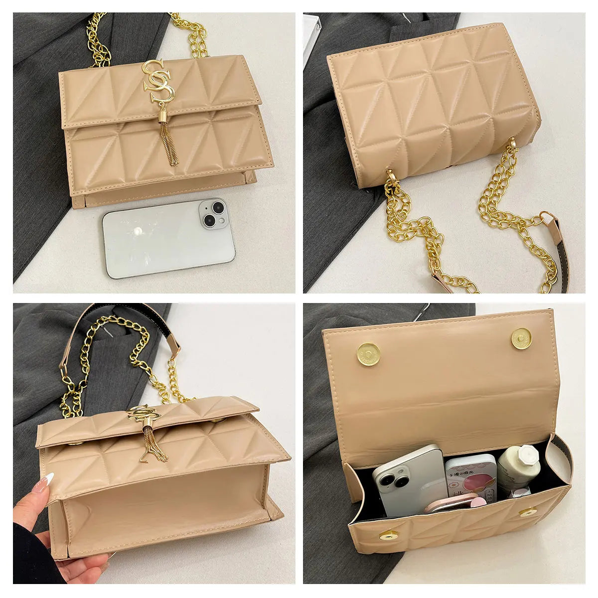 Trendy Quilted Square Crossbody Bag for Women