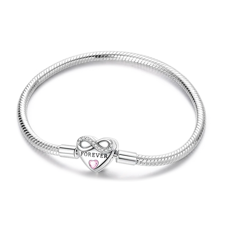 Elegant Heart Charm Bracelet – 925 Silver DIY Beads Jewelry