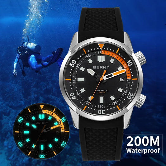 Professional 200M Automatic Diver Watch – Sapphire Luminous Steel Edition