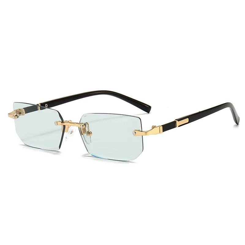 Small Rectangle Rimless Shades – Trendy Summer Unisex Sunglasses