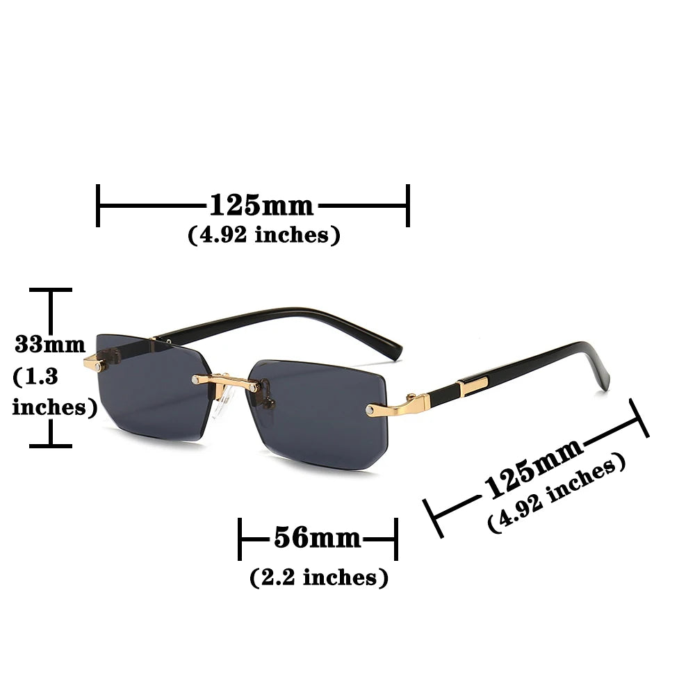 Small Rectangle Rimless Shades – Trendy Summer Unisex Sunglasses