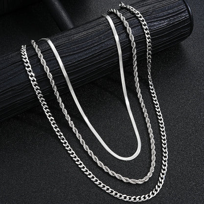 Vintage Punk Jewelry Set – Stainless Steel Ring Necklace Bracelet