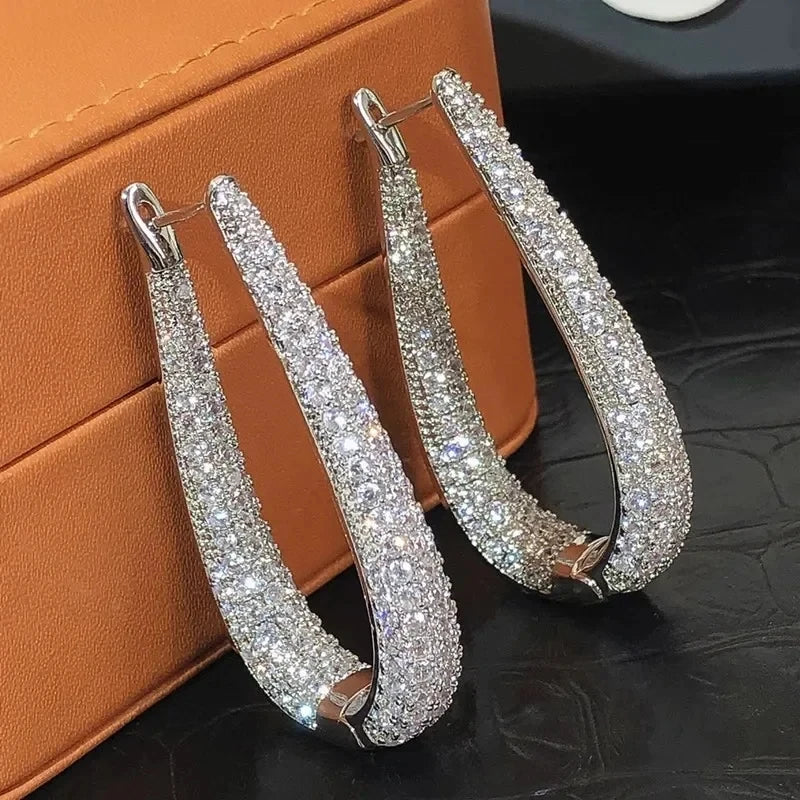 Classic U-Shaped Earrings for Women – Refined Cubic Zirconia Hoop Jewelry