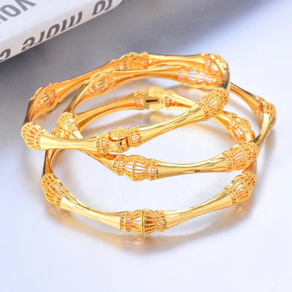 Traditional Style Kids Bracelets – 18K Gold Color Baby Bangles Set