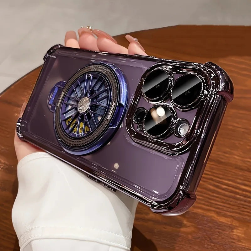 360° Rotating Magnetic Stand Phone Case – Clear Armor Plating Protection Cover