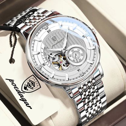 Luxury Skeleton Automatic Watch – Stainless Steel Luminous Design