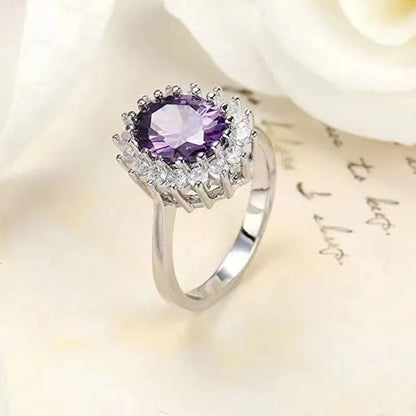 Sparkling Blue Zircon Engagement Ring – Classic Round Cut Women Jewelry