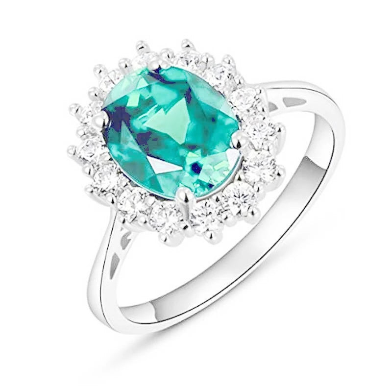 Sparkling Blue Zircon Engagement Ring – Classic Round Cut Women Jewelry
