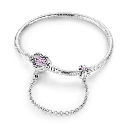 Elegant Heart Charm Bracelet – 925 Silver DIY Beads Jewelry